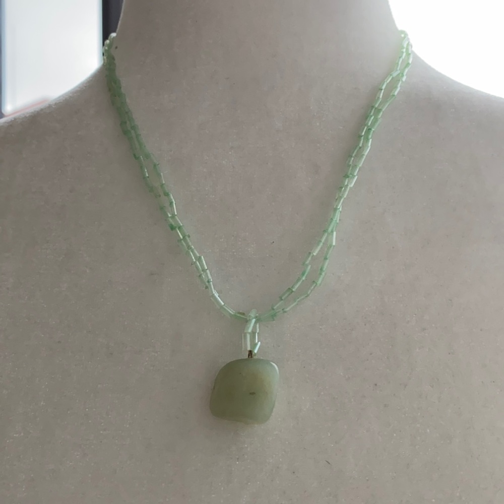 Handmade sea green beaded necklace pendant